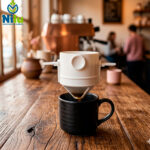 TAZA FILTRO CAFÉ PORTATIL BLANCO ACERO INOX - Imagen 2