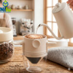 TAZA FILTRO CAFÉ PORTATIL BLANCO ACERO INOX
